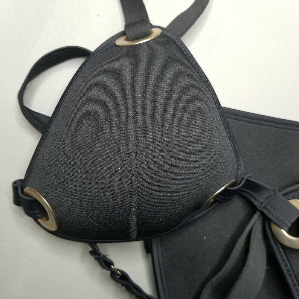 Nasty Gal black 2 pc bikini set womens large swimsuit scuba grommet in hot water - Picture 10 of 12